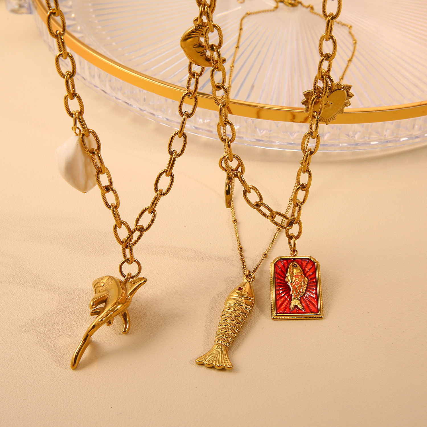 14g Weight 304 Stainless Steel Pendant Material Pendant Necklace Classification 304 Stainless Steel Chain Material Wholesale Jewelry Hawaiian Tropical Solid Color 304 Stainless Steel Plating Cable Chain Pendant Necklace