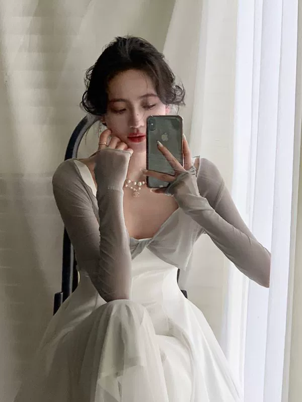 Элегантная сетчатая Солнцезащитная одежда в нежном стиле, женское летнее Новое поступление, платье для улицы с маленькой шалью, короткая подходящая ко всему блузка, пальто