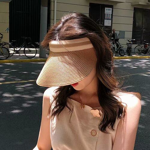 Slim summer sun hat, casual and versatile, face-showing small sun protection hat, women's sun hat, straw headband hat, empty top hat