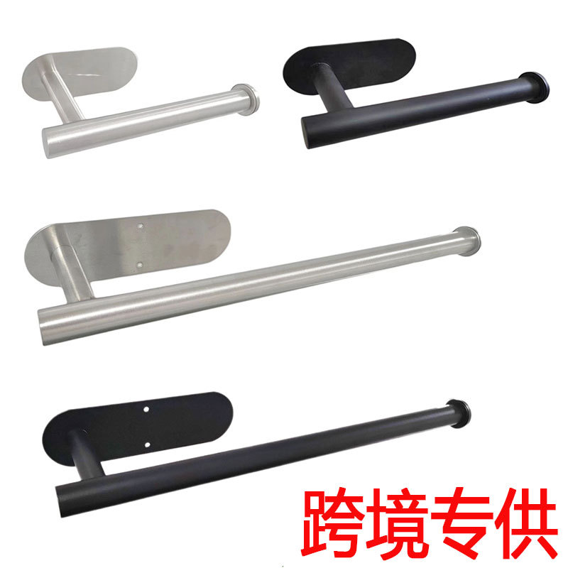 厨房纸巾架免打孔不锈钢置物架懒人抹布保鲜膜收纳架浴室纸筒架|ms