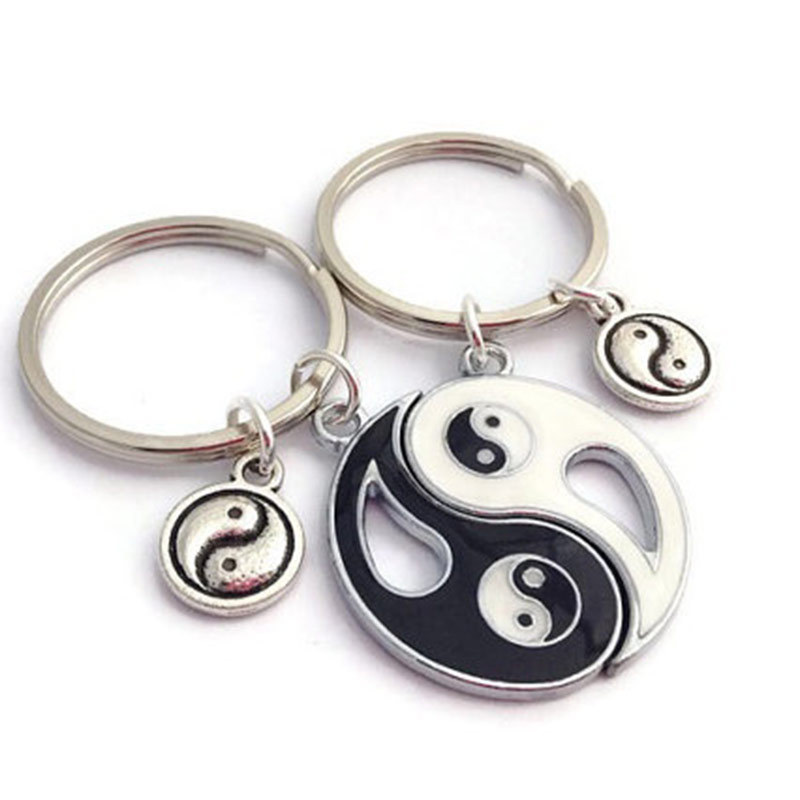 A Set of Tai Chi Yin Yang Bagua Pendant Keychains, Friendship, Best Friend, Couple Keyring Jewelry, a Must-Have for Couples
