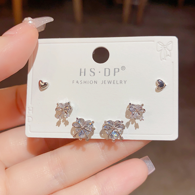 Holiday, Daily Occasion Copper Material 1 Set Sweet Bow Knot Copper 14K Gold Plated Ear Studs