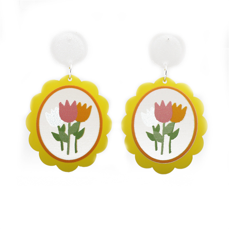 Europa y América simple púrpura amor mariposa contraste color acrílico Stud pendientes verano acrílico arco pendientes