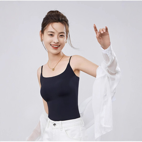 冰丝无痕吊带背心女一体式带胸垫美背内衣春夏防走光内搭打底上衣