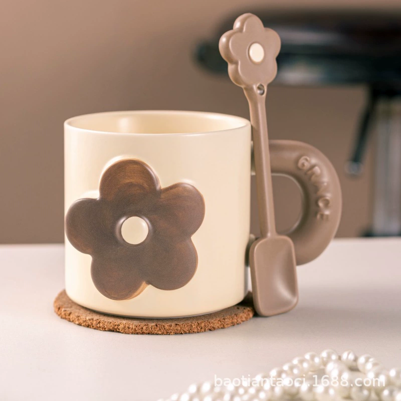 Подарочный керамический кружка ретро-бренд Ambassador для дома кофе кружка завтрак молочная кружка цветочная ложка