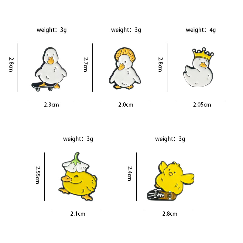 Broche de aleación de viento de ins creativo Insignia de ropa de pato de pollo de dibujos animados lindo para hombres y mujeres, decoración de bolsos, joyería de alfiler