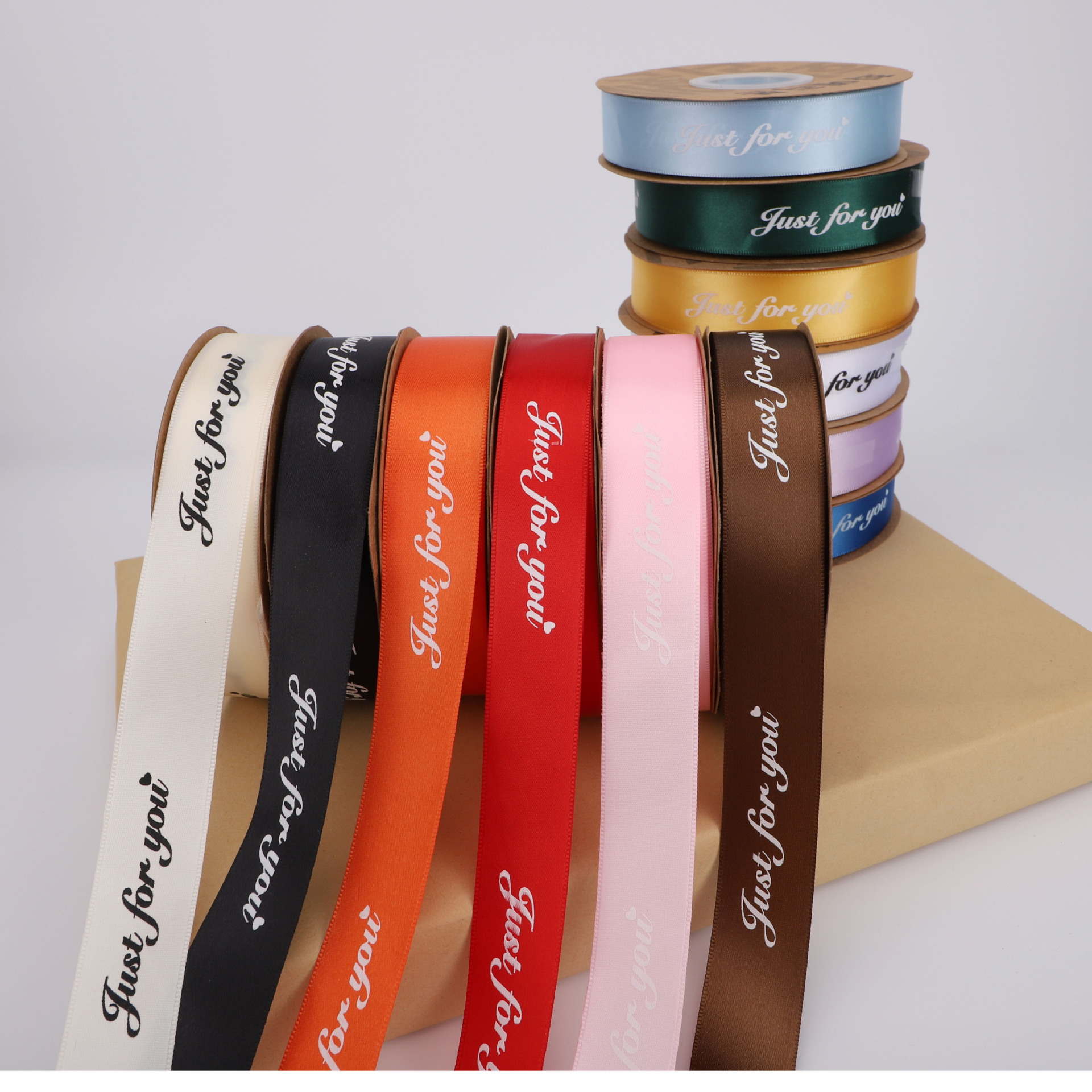 现货批发鲜花包装材料高档英文丝带花艺礼品鲜花包装缎带英文缎带