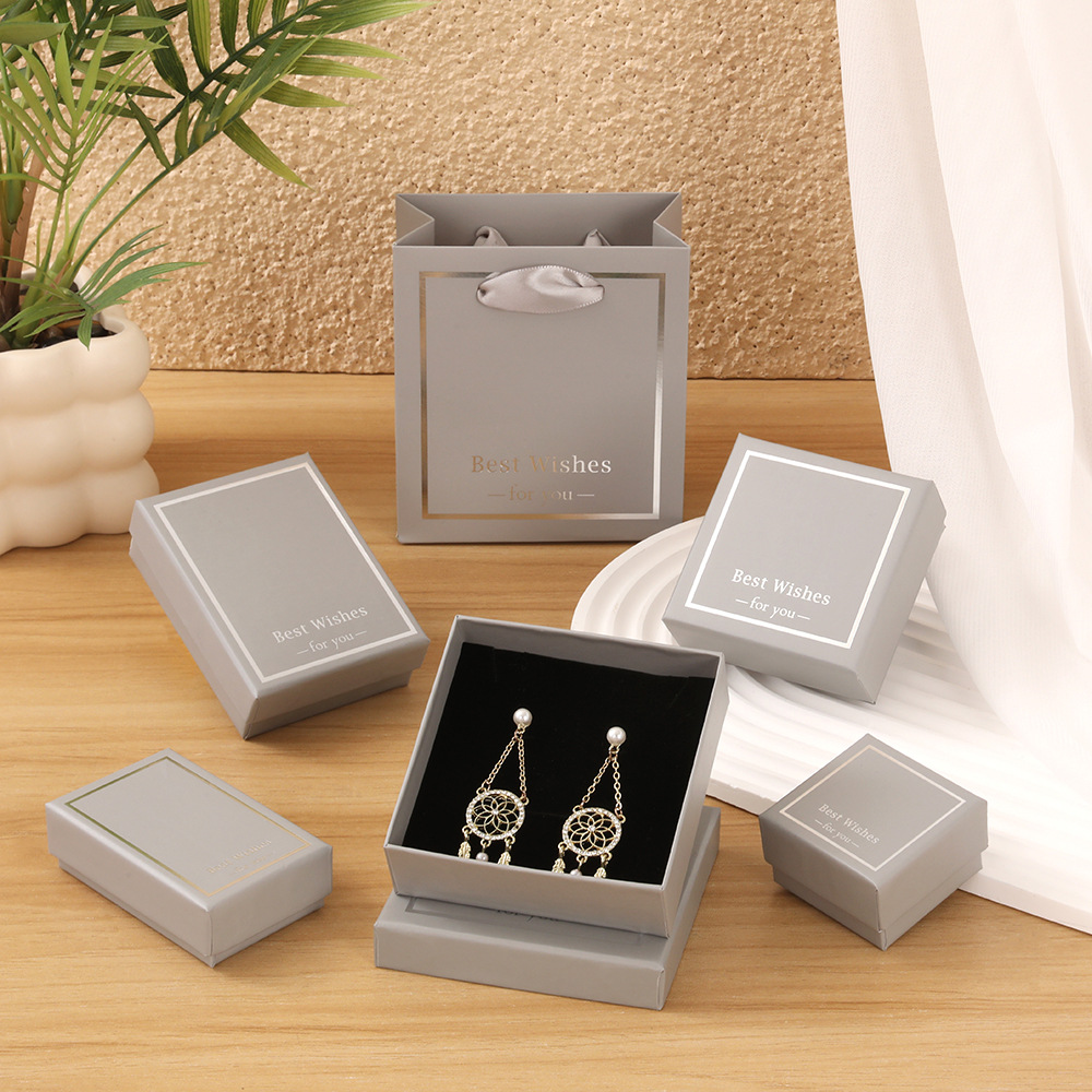 Nueva caja de joyería beige anillo caja de collar caja de joyería caja de embalaje de cubierta de cielo multicolor caja de pendientes caja al por mayor