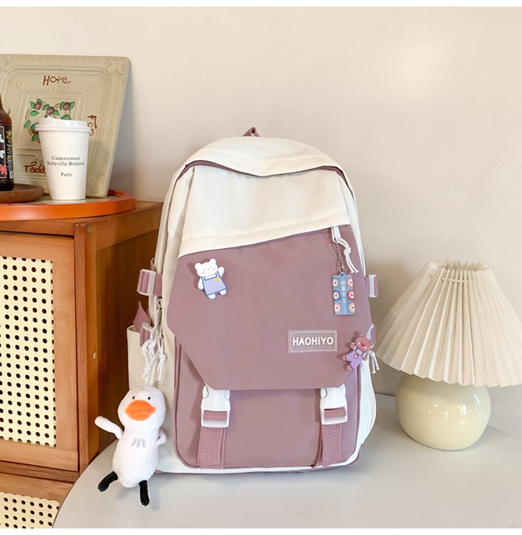 Simple, large-capacity, high-appearance-level college student schoolbag, female high school student computer backpack, niche Haraju-style male backpack undefined