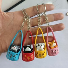 求带走袋子可爱猫咪创意钥匙扣汽车钥匙圈韩版情侣包包挂件礼物
