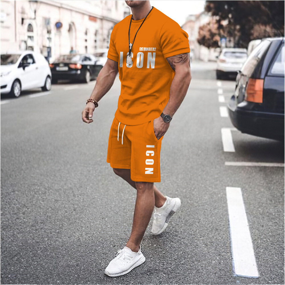 2023 nuevos deportes casuales camiseta de los hombres de verano de fitness shorts camiseta traje de running traje de manga corta de los hombres de comercio exterior
