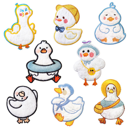 New Clothes Cloth Stickers Cartoon Plush Phone Case Embroidery Stickers Cute Self-Adhesive Little Yellow Duck Patch Stickers Wholesale
