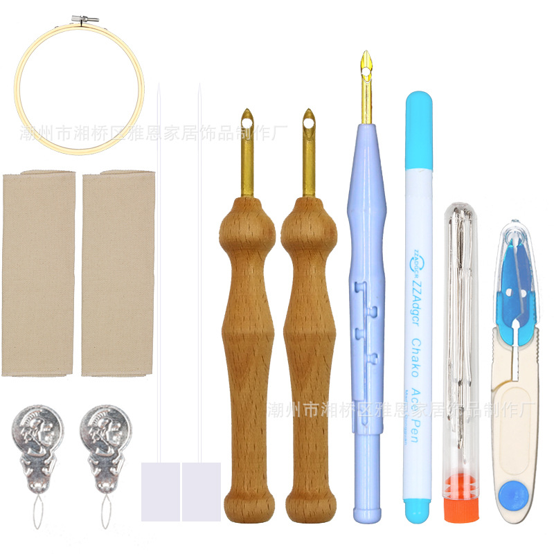 亚马逊俄罗斯戳戳绣套装组合 13件套装戳戳针绣布戳戳乐含配件