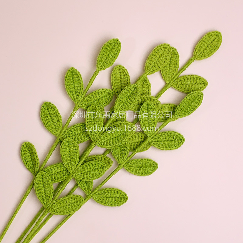 Arreglo floral de eucalipto tejido a mano de lana con hojas decoración de hojas verdes de todo fósforo flor eterna sala de estar ramo de graduación producto terminado