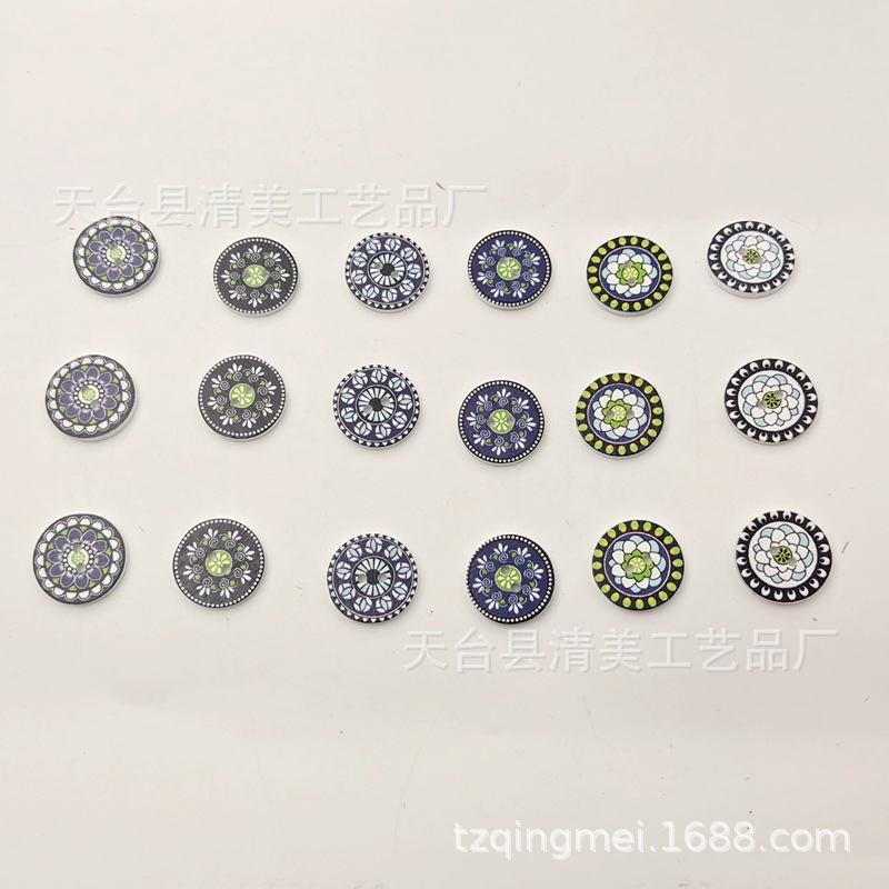 1.5/2/2.5cm Botones de disco de impresión azul sobre fondo blanco Botones de disco de impresión sobre fondo blanco 100 piezas por paquete