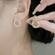 韩国甜美小巧时尚蝴蝶结2025年新款网红百搭气质耳钉耳饰跨境批发