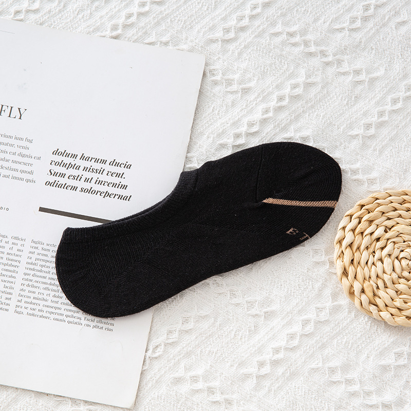 Suministro directo de fábrica de 6 pares de calcetines de algodón de punto en una bolsa, calcetines invisibles de boca baja, calcetines cortos antideslizantes de algodón peinado para hombres y mujeres