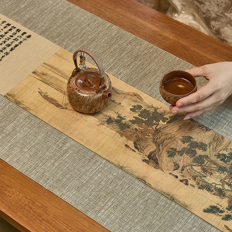 Nuevo estilo chino otoño Gaoshu tablero estera de bambú estilo antiguo estilo Zen bambú tejido tabla de té estera de té tela seca tabla de té estera de té