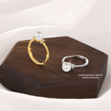 韩版个性女戒指配饰指环小众设计时尚感轻奢风麻花戒指
