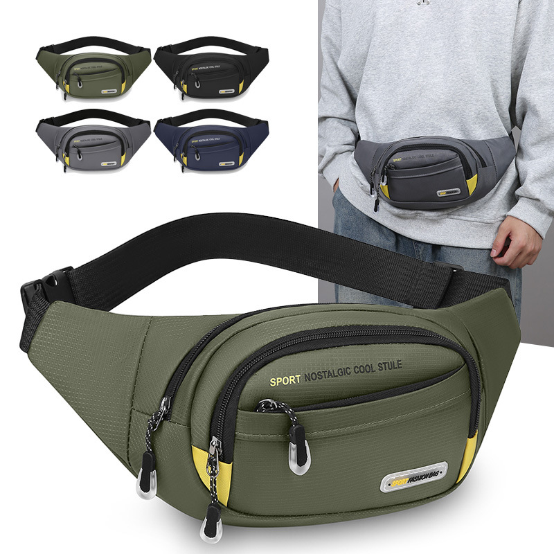 Bolso de pecho multifuncional deportivo al aire libre bolso de moda para hombres multicapa impermeable desgaste bolso de teléfono celular
