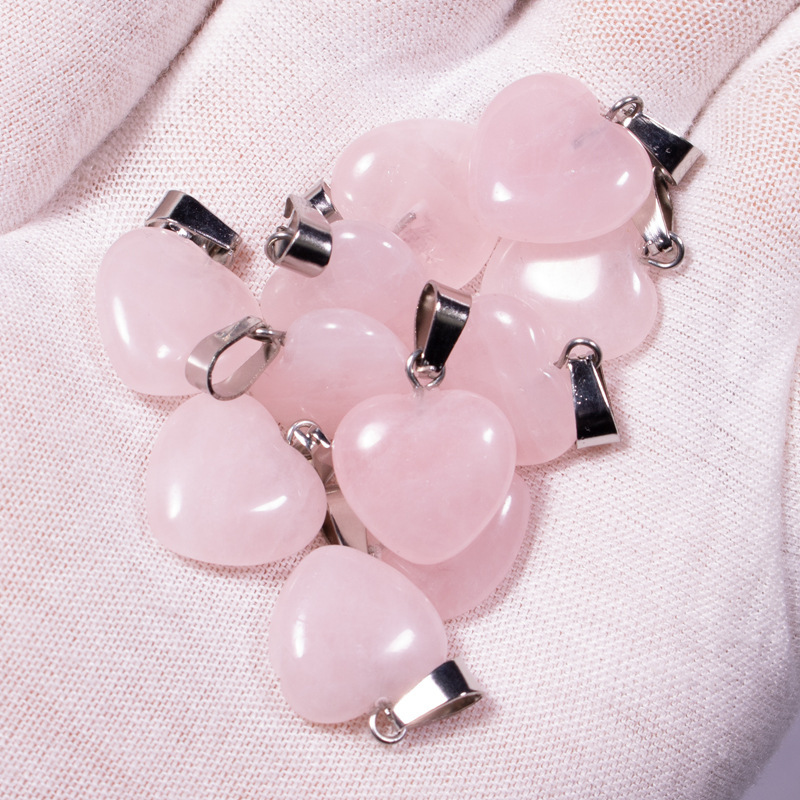 Transfronterizo Amazonas polvo de cristal caballo colgante 16mm pequeño corazón de melocotón regalo de día de San Valentín colgante de gemas naturales en forma de corazón