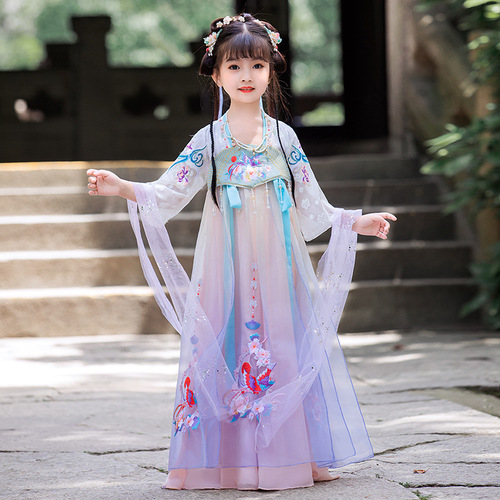 Hanfu girls chinese traditional princess cosplay dress kids fairy skirt children ancient traditional folk dance gown guzheng performance dress