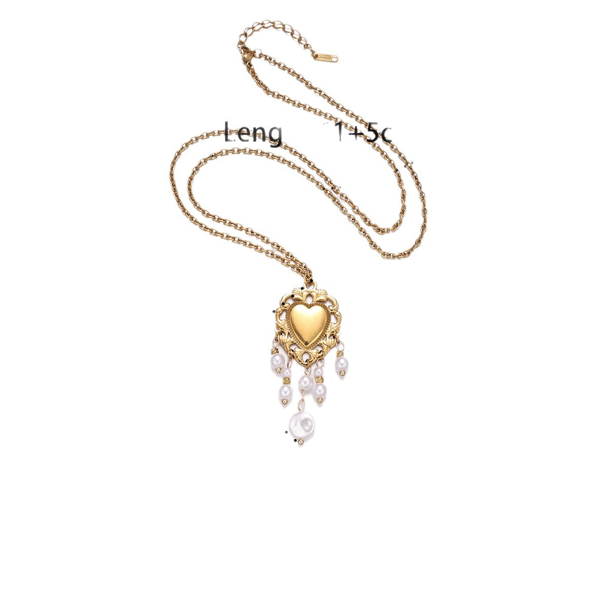 Taina estilo europeo y americano acero inoxidable perla de rosca amor collar pendientes conjunto de joyería de acero titanio para mujeres no desvanecerse transfronterizo