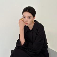ELSISSI广州十三行海边连衣裙高级感长裙女2025秋季长袖黑色裙子