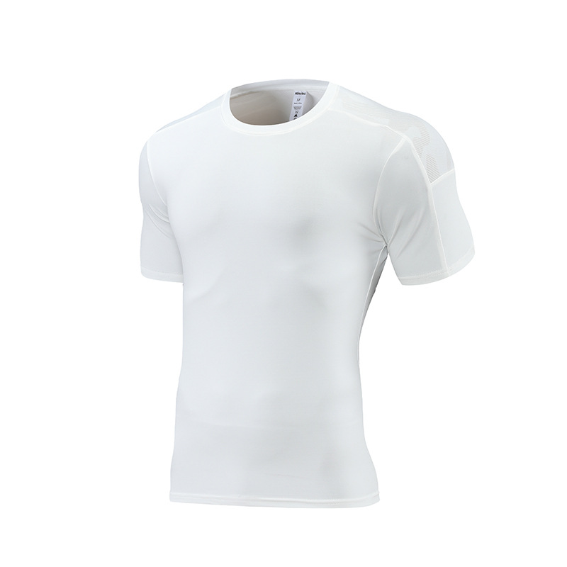 Verano de los hombres deportes casual correr cuello redondo de secado rápido de manga corta fitness de alta elástico de seda de hielo transpirable camiseta nuevos productos impresos registro