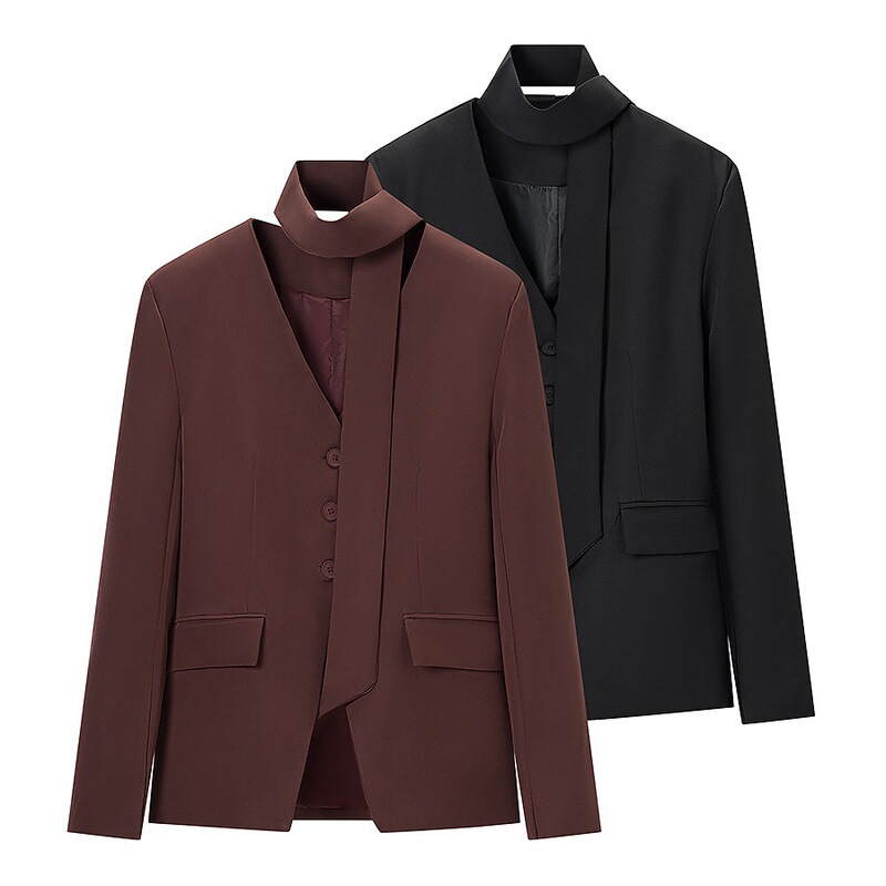 Cross-Border Wholesale Women's New Style Lace-Up V-Neck Button-Decorated Slim-Fit Long-Sleeve Blazer Cross-Border Wholesale Women's New Style Lace-Up V-Neck Button-Decorated Slim-Fit Long-Sleeve Blazer