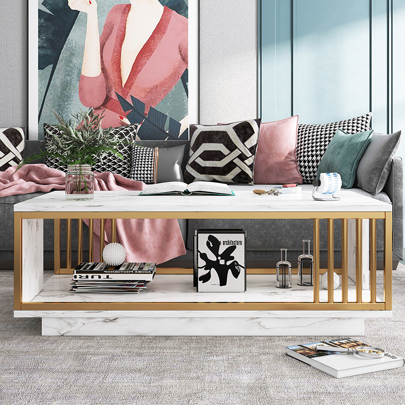 Mesa de té pequeña sala de estar mesa de té doméstica moderna simple y lujosa mesa de tatami rectangular mesa baja de alquiler