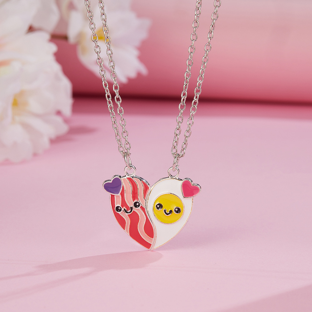 Valentine'S Day Festival Cute Letter Heart Shape Flower Alloy Cable Chain Pendant Necklaces Wholesale