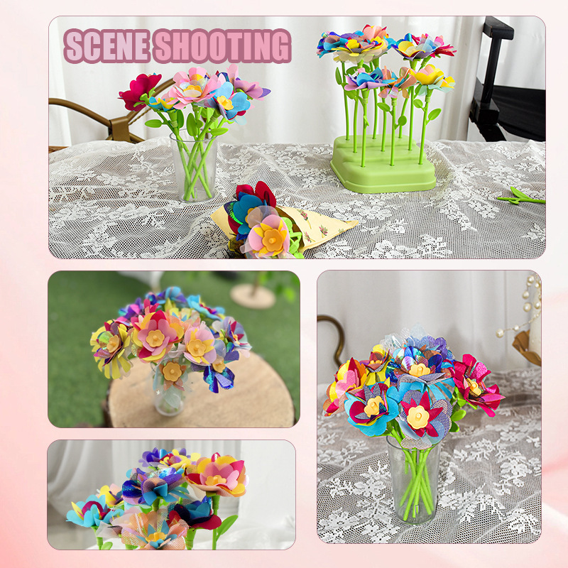 クロスボーダー热い贩売DIYファブリックブーケおもちゃ子供手作りキット布芸花花女の子工芸おもちゃ|undefined