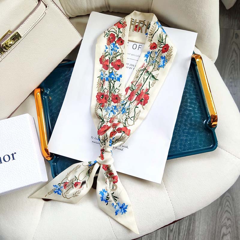 D versión alta 18 mm bufandas de seda cinta cinta delgada correa de pelo larga decoración pequeña bufandas animales de la selva H