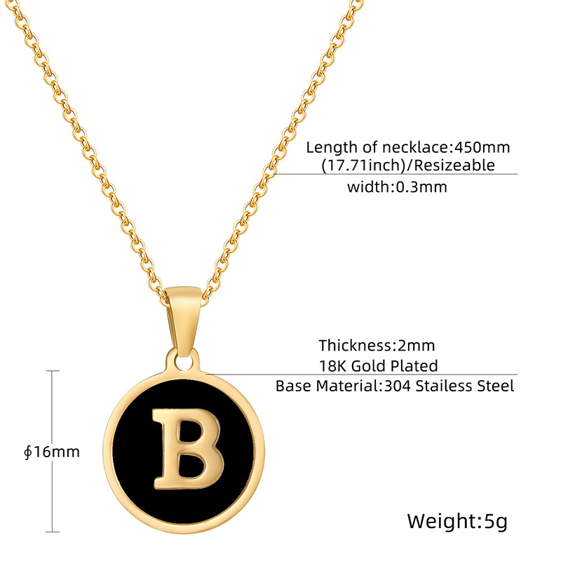 Fashion Round Letter Stainless Steel Gold Plated Shell Pendant Necklace display picture 1