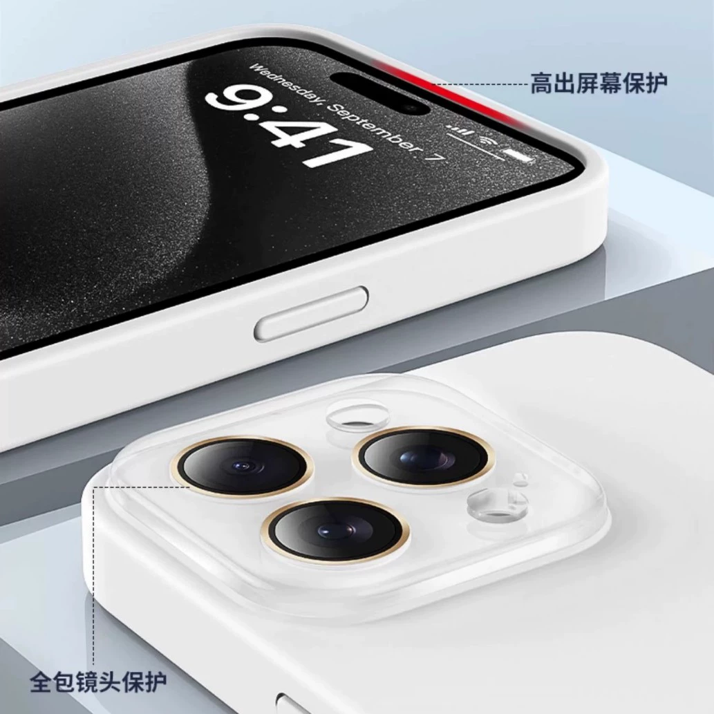 Силиконовый совместимый чехол Apple для iPhone 14, с защитой объектива, для 16 Pro Max, защита от падений