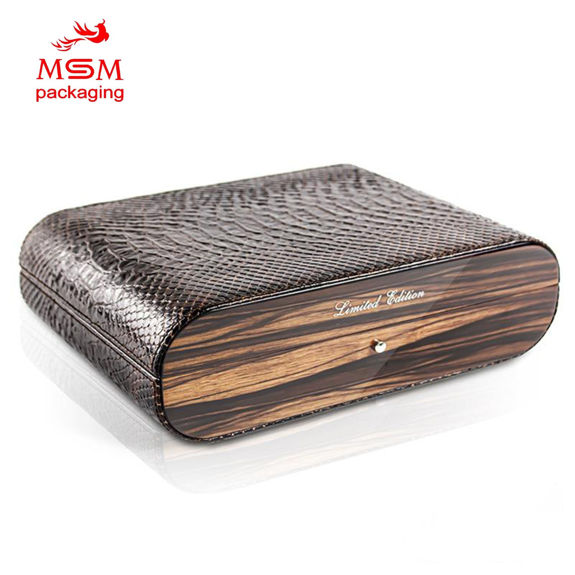厂家定制高档黑檀木质钢琴漆雪茄盒实木高光真皮雪茄木盒烤漆木盒