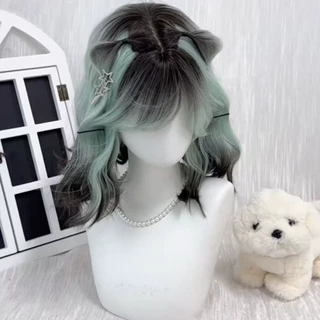 【渐变暹罗猫】假发女短卷发暹罗渐变薄荷绿氛围感日常自然全头套