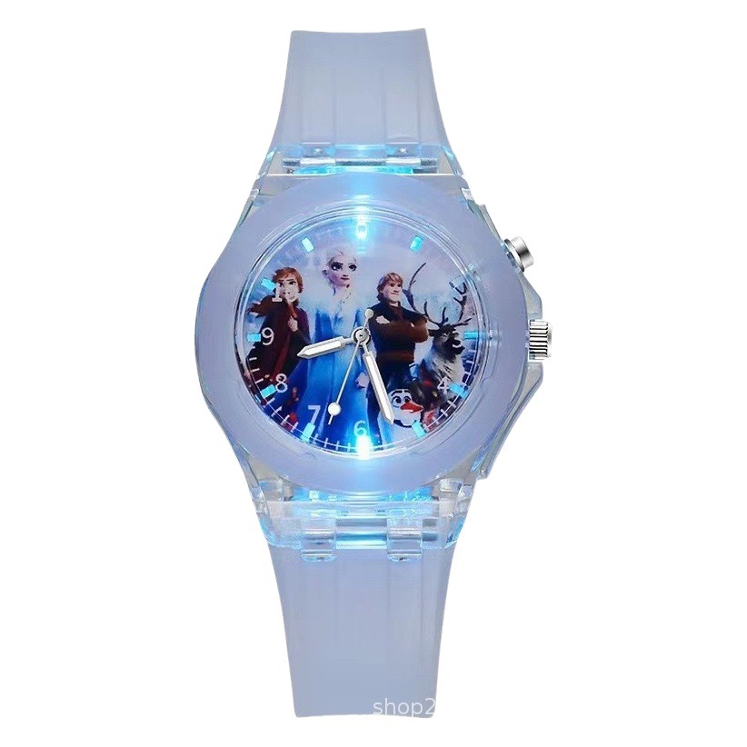 New Luminous Student Children's Watch Cute Cartoon Silicone Led Doll Wholesale Manufacturer Elsa