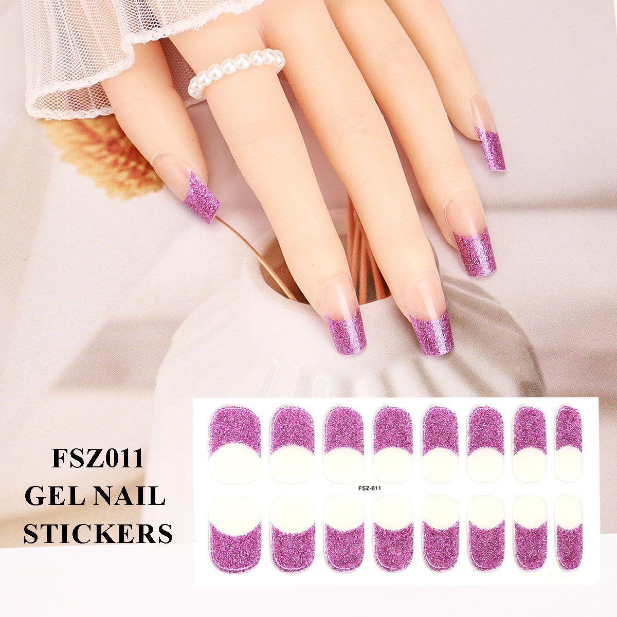 Gel UV transfronterizo desnudo 16 pegatinas de uñas semicurdibles pegatinas de uñas de lámpara de horneado endurecer polvo de flash impermeable duradero