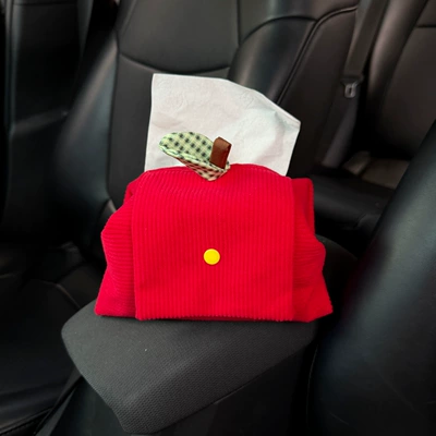Popular online product: Car tissue box, apple-shaped car tissue bag, car interior accessory (Car tissue box/set) - red-apple-tissue-bag