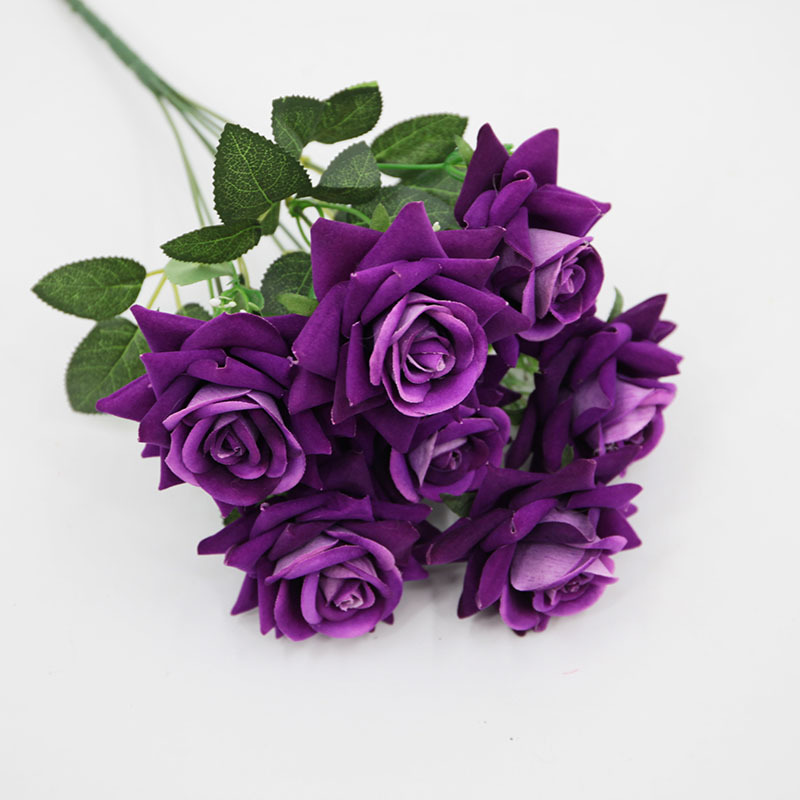 Flor de rosa simulada 7 mandos de franela rosa roja decoración del hogar decoración de la boda decoración transfronteriza flor falsa al por mayor