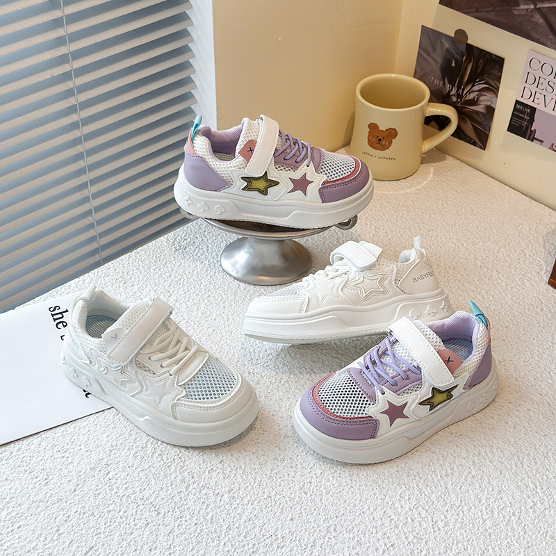 Calzado deportivo para niñas, primavera 2025, nuevos zapatos para niños, zapatos blancos, zapatos casuales para niños, zapatillas de deporte estrella de suela suave