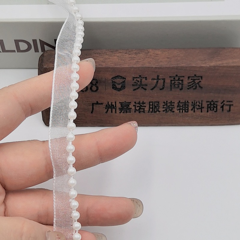 ワイヤードパールエッジウェビング 4cm 5cm 6cm 8cm 黒と白の既製ヘアアクセサリー、子供服、婦人服、レースアクセサリー|undefined