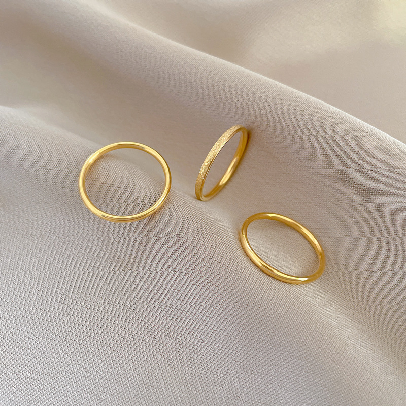 Minimalist Geometric Three-in-one Titanium Steel Ring Unisex_voghion.com