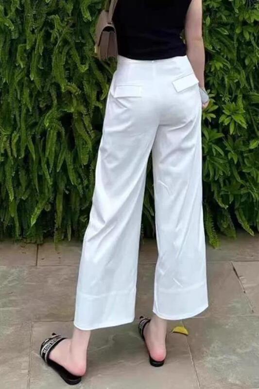Autumn New High-Waisted Straight Wide-Leg Casual Pants for Women, New Slimming Pear-Shaped Petite Cropped Pants Autumn New High-Waisted Straight Wide-Leg Casual Pants for Women, New Slimming Pear-Shaped Petite Cropped Pants
