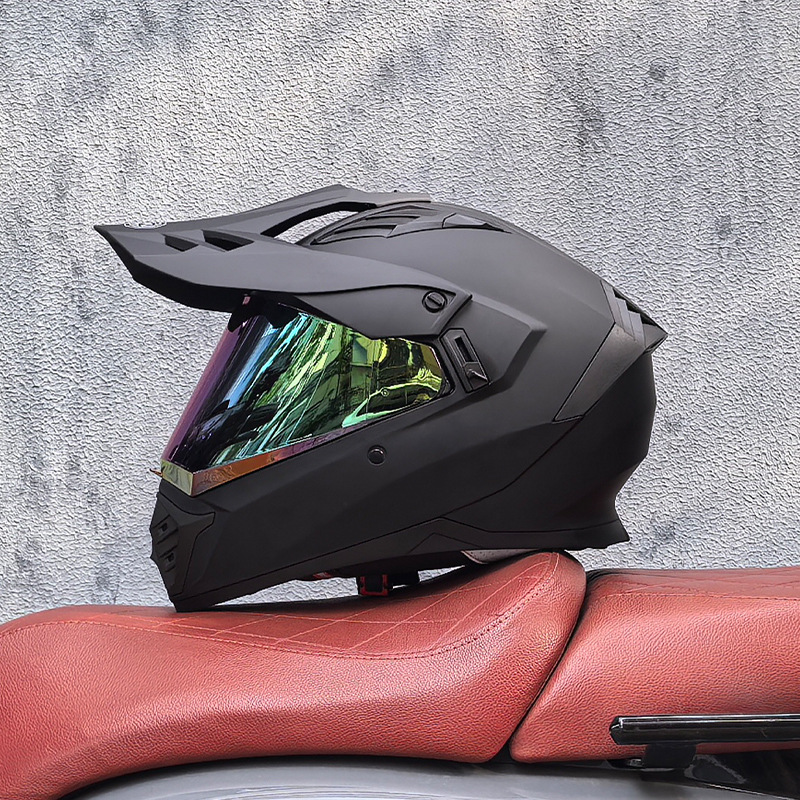 Cascos de Motocicleta Transfronterizos, Cascos de Carretera, Cascos de Una Sola Lente para Hombres y Mujeres, Cascos Integrales de Rally para Carretera y Todoterreno, Cascos para Viajes de Larga Distancia en Motocicleta