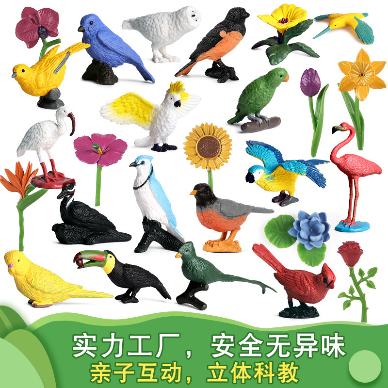 Artificial Flower and Bird World Animal Model Set: Solid Hummingbird, Flamingo, Parrot, Bluebird, Yellowbird for Zoo Decoration Artificial Flower and Bird World Animal Model Set: Solid Hummingbird, Flamingo, Parrot, Bluebird, Yellowbird for Zoo Decoration