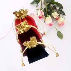 Gold edge velvet jewelry bag wholesale drawstring handicraft packaging bag earring bracelet storage velvet bag jewelry accessory bag