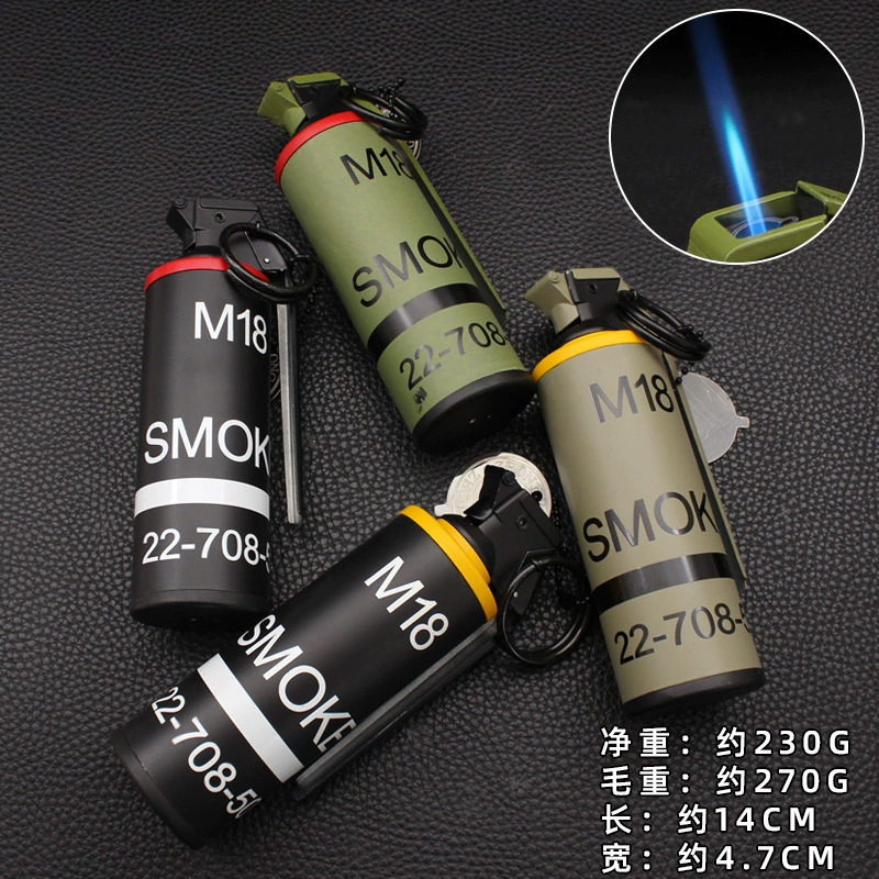 Zhonglong creativo inflable directo encendedor a prueba de viento llama roja adornos personales tabaco de metal al aire libre al por mayor